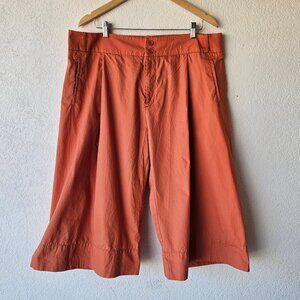 Anthropologie Women Shorts Pants Orange Boho Capri Wide Leg Culotte Cotton 16W